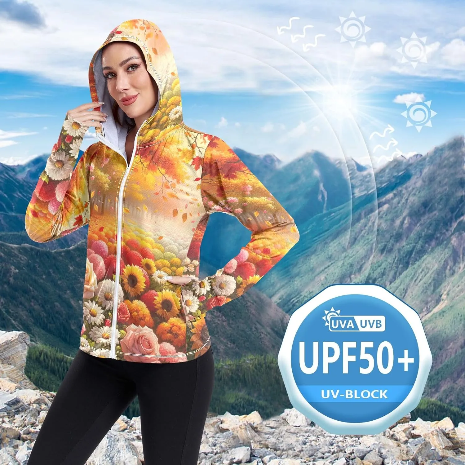 Purple Womens UPF Hoodie UPF 50  Sun Protection Jacket Hooded Women's Hoodie Rash Guard