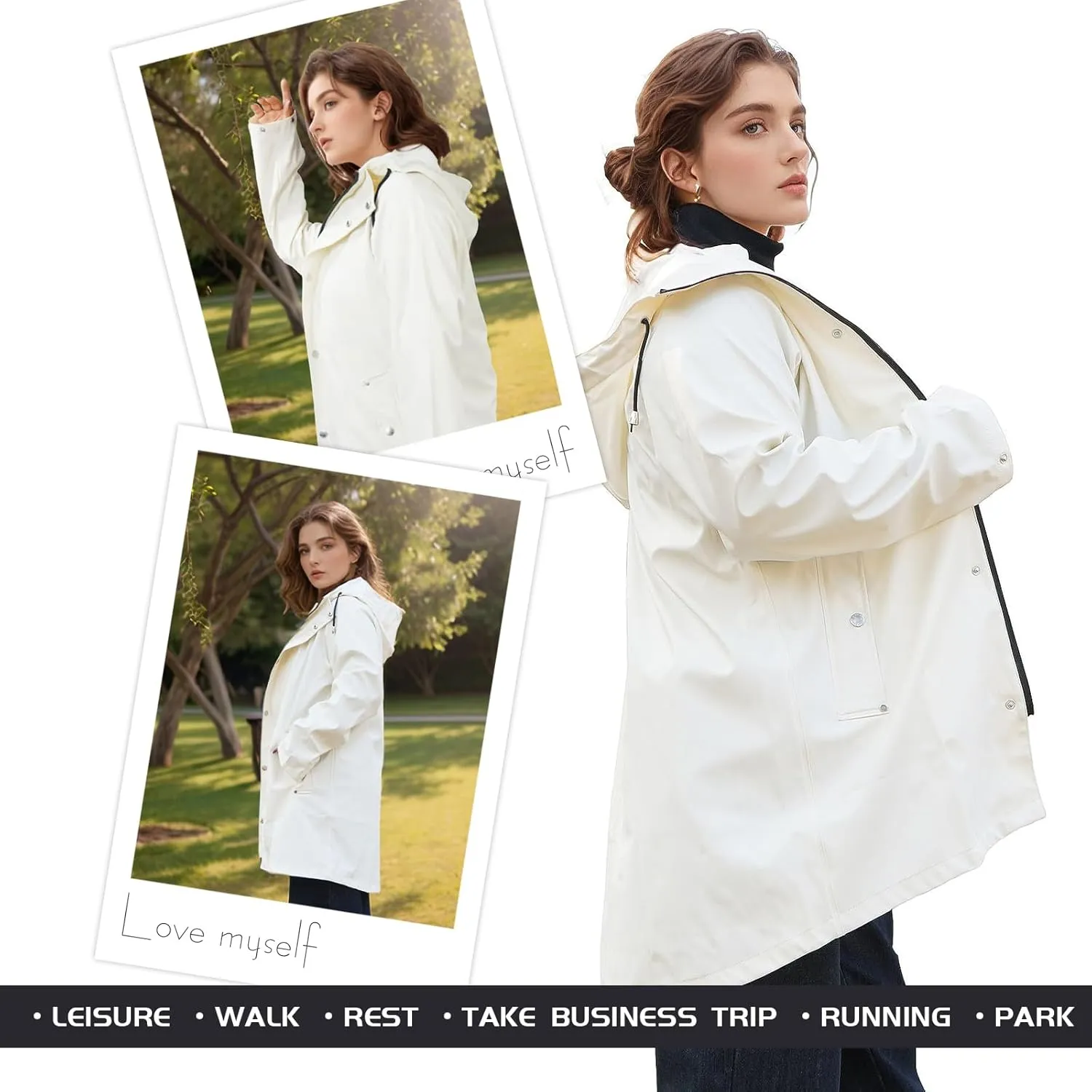 Rain Jackets for Women, Rain Coats Long Hooded Outdoor Waterproof Windbreaker Women's Trench Coat