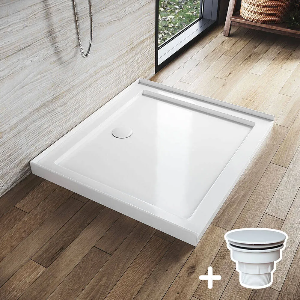 Rectangular Durable Solid Acrylic Fiberglass Shower Base White