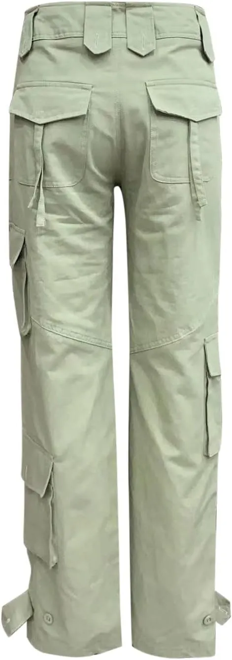RKSTN Cargo Pants Women with Pockets High Waist Baggy Casual Trousers Wide Leg Solid Camp Hiking Pant Streetwear Overalls