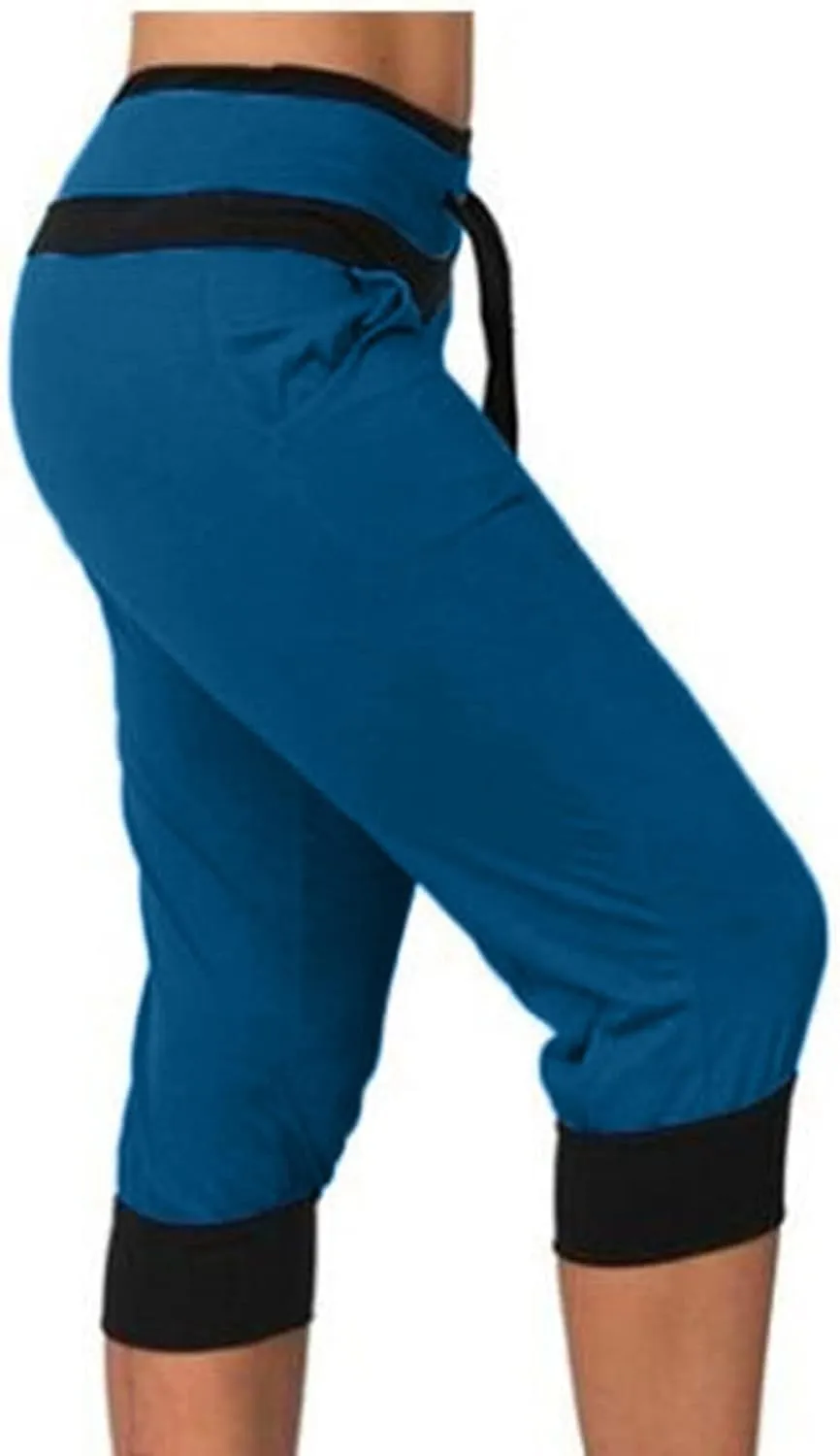 RKSTN Womens Capris for Summer 2025 Casual Yoga Gym Capri Leggings with Drawstring Shorts High Waisted Cropped Beach Pants