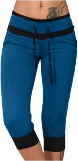 RKSTN Womens Capris for Summer 2025 Casual Yoga Gym Capri Leggings with Drawstring Shorts High Waisted Cropped Beach Pants