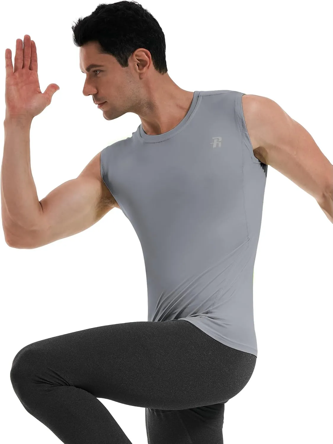 Runhit Sleeveless Compression Shirt Men Tank Top Athletic Muscle Shirts for Men