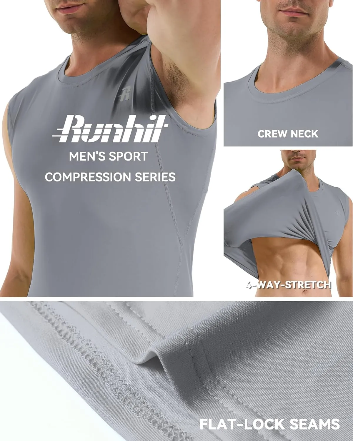 Runhit Sleeveless Compression Shirt Men Tank Top Athletic Muscle Shirts for Men