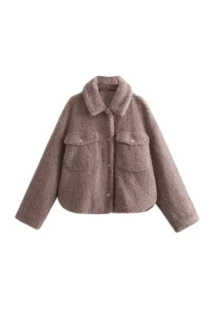 'Shae' Collared Button-Up Fleeced Jacket