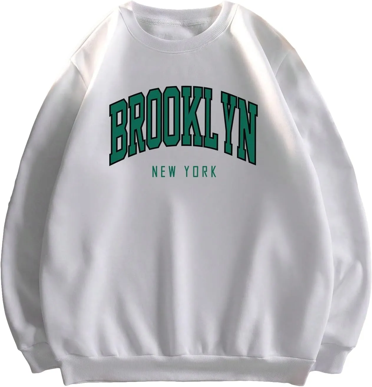 SHENHE Men's Oversized Crew Neck Graphic Letter Long Sleeve Sweatshirt Pullover Top