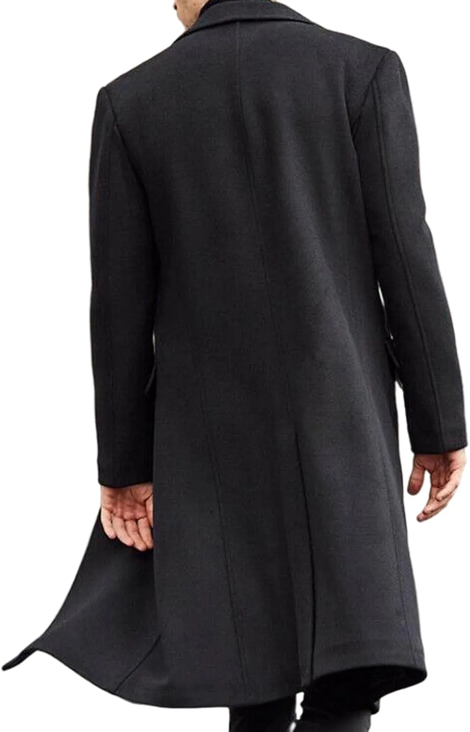 SOMTHRON Men's Casual Trench Coat Slim Fit Notched Collar Long Jacket Overcoat Single Breasted Pea Coat wih Pockets