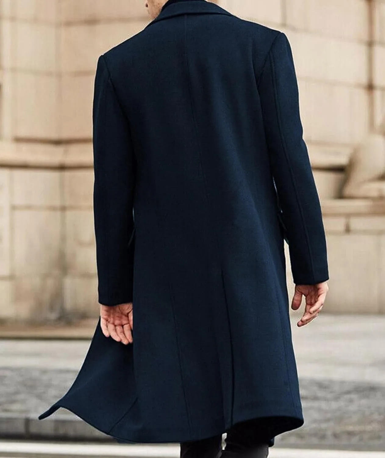 SOMTHRON Men's Casual Trench Coat Slim Fit Notched Collar Long Jacket Overcoat Single Breasted Pea Coat wih Pockets