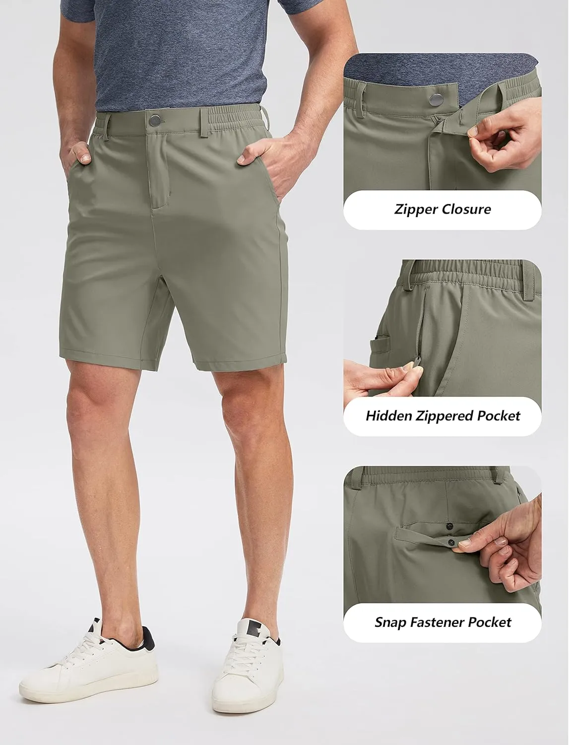 Soothfeel Men's Golf Shorts with 5 Pockets 7 Inch Stretch Lightweight Quick Dry Hiking Casual Work Dress Shorts for Men
