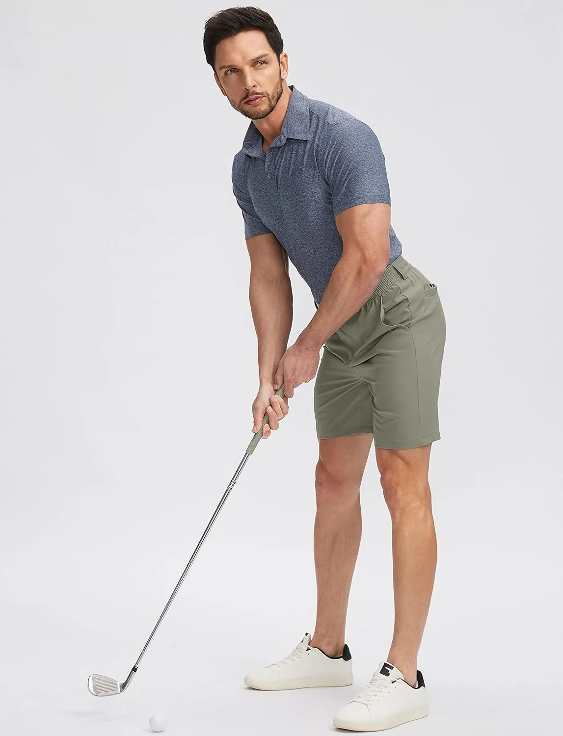 Soothfeel Men's Golf Shorts with 5 Pockets 7 Inch Stretch Lightweight Quick Dry Hiking Casual Work Dress Shorts for Men