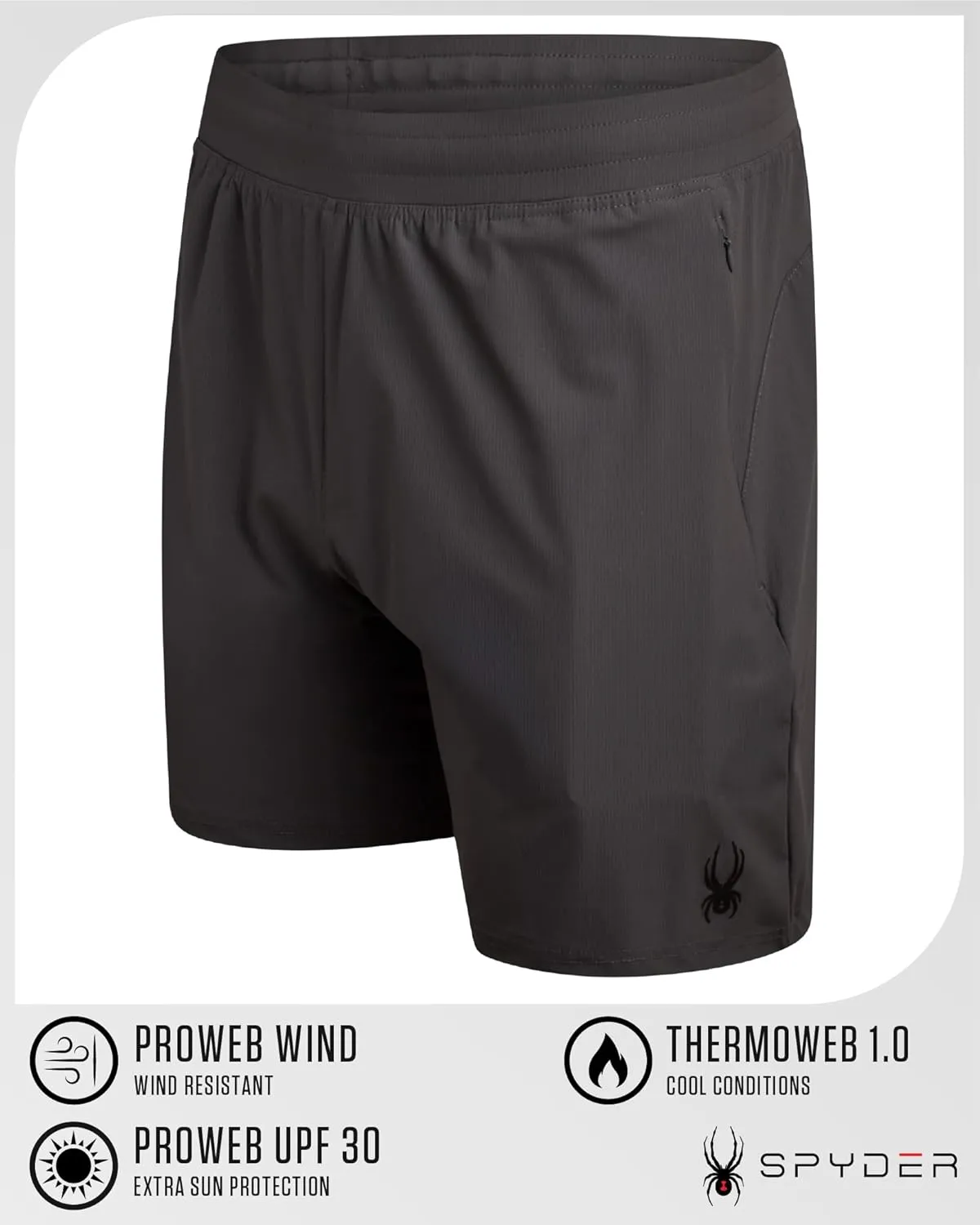 Spyder Men's Gym Shorts - Nylon Stretch 7'' Knit Active Workout Shorts with Zipper Pockets for Running, Hiking (Sizes: S-XL)