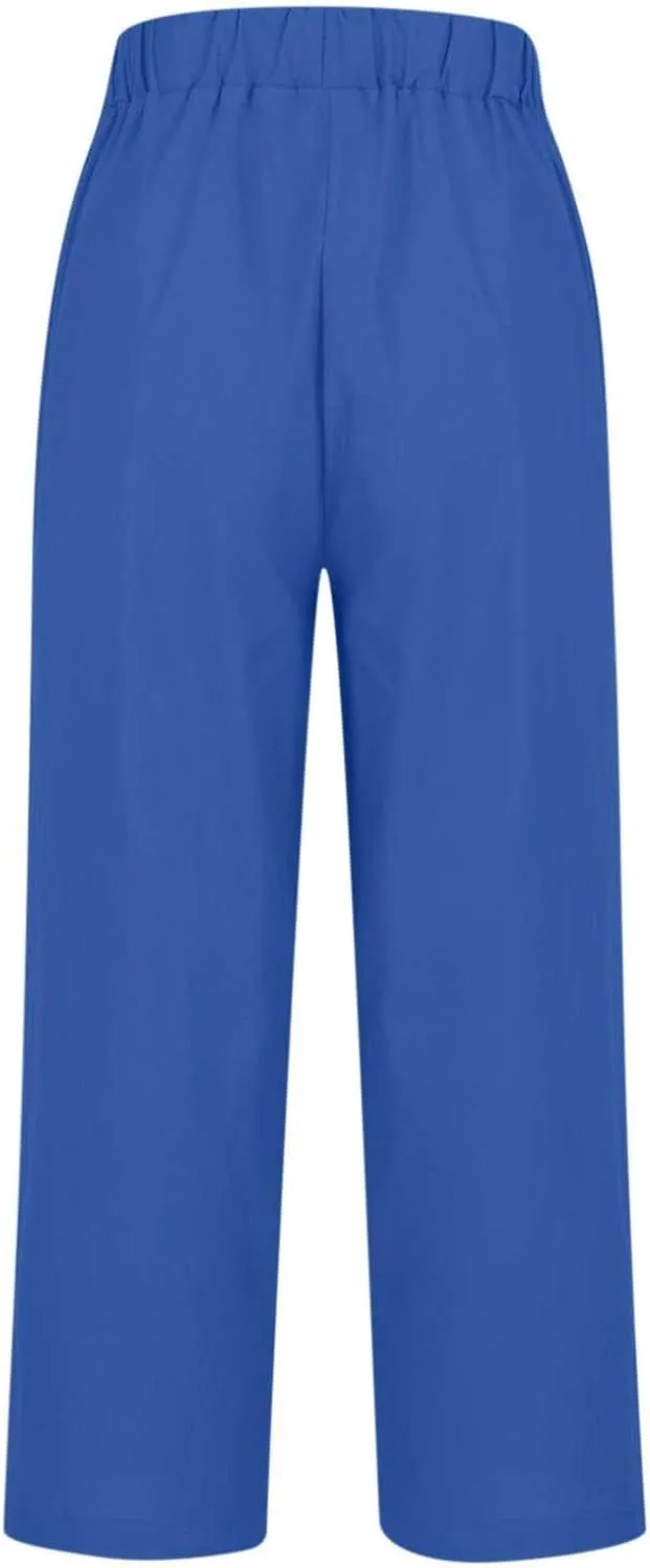 Summer Linen Pants for Women Loose Wide Leg Pants Comfy Stretch Trousers 2025 Baggy Plus Size Slacks with Pockets