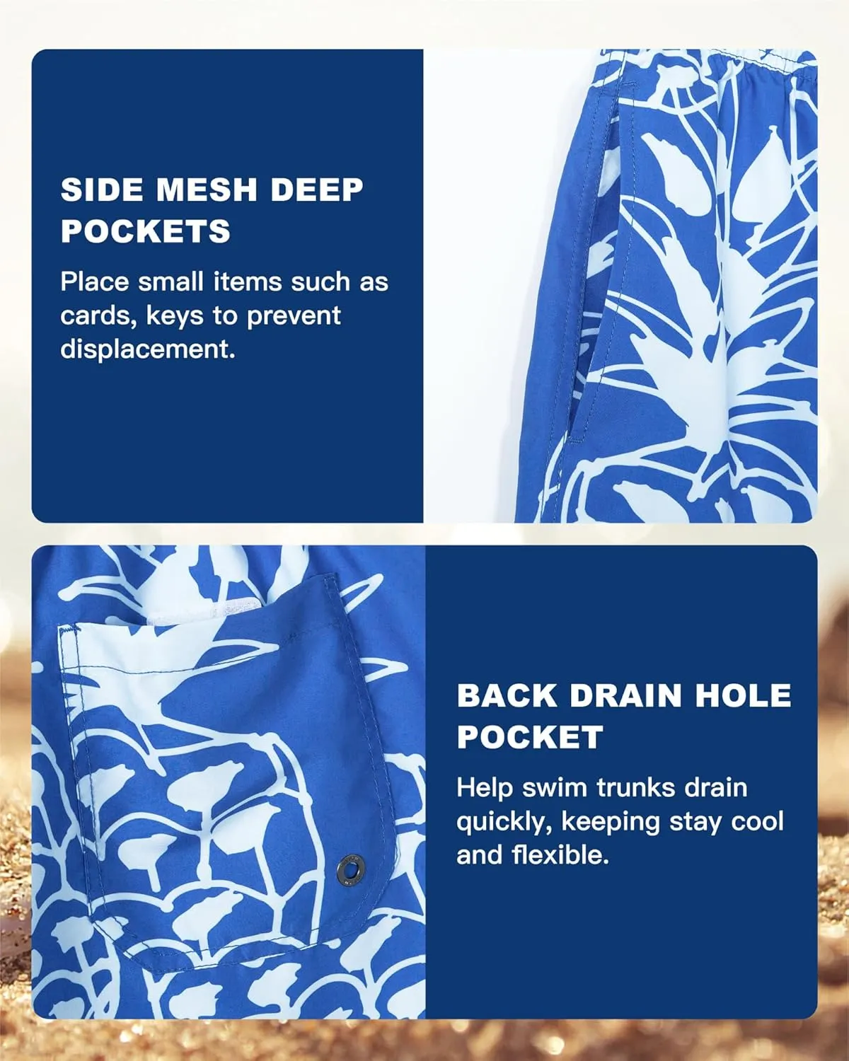 SURF CUZ Mens Swim Trunks 5 Inch Swim Shorts Quick Dry Bathing Suits for Men Beach Shorts Mesh Lining Swimming Trunks
