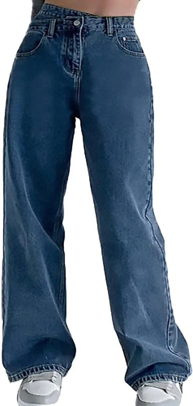 Sweatpants Women Women Designer Pants Crossed High Rise Wide Leg Jeans Button Pocket Trousers Slacks Straight