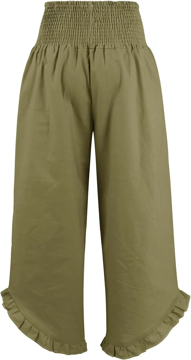 Sweatpants Women,Linen Summer Pants for Women Trendy 2025 Elastic High Waisted Wide Leg Womens Capris with Pockets