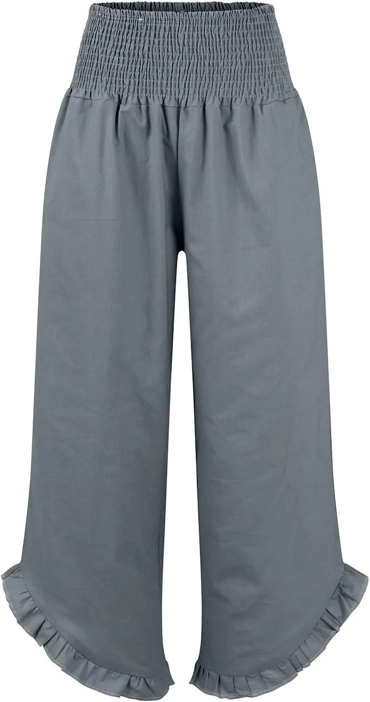 Sweatpants Women,Linen Summer Pants for Women Trendy 2025 Elastic High Waisted Wide Leg Womens Capris with Pockets