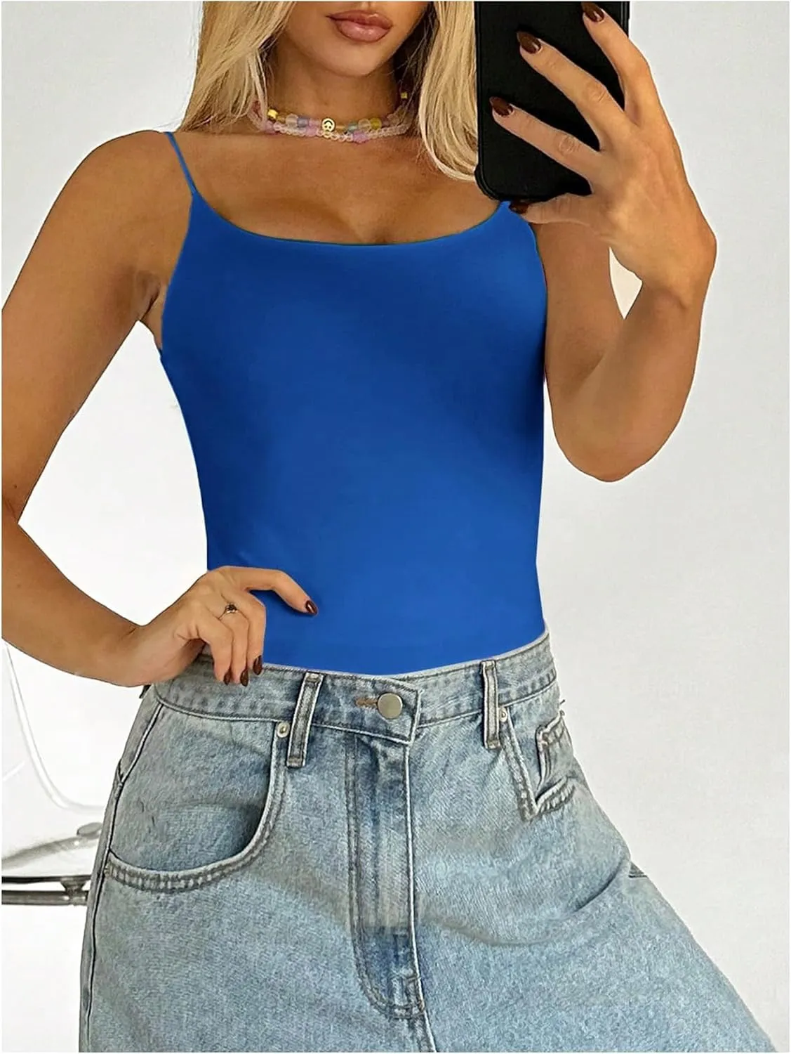 SweatyRocks Women's Backless Camisole Tops Criss Cross Fitted Spaghetti Strap Tank Top