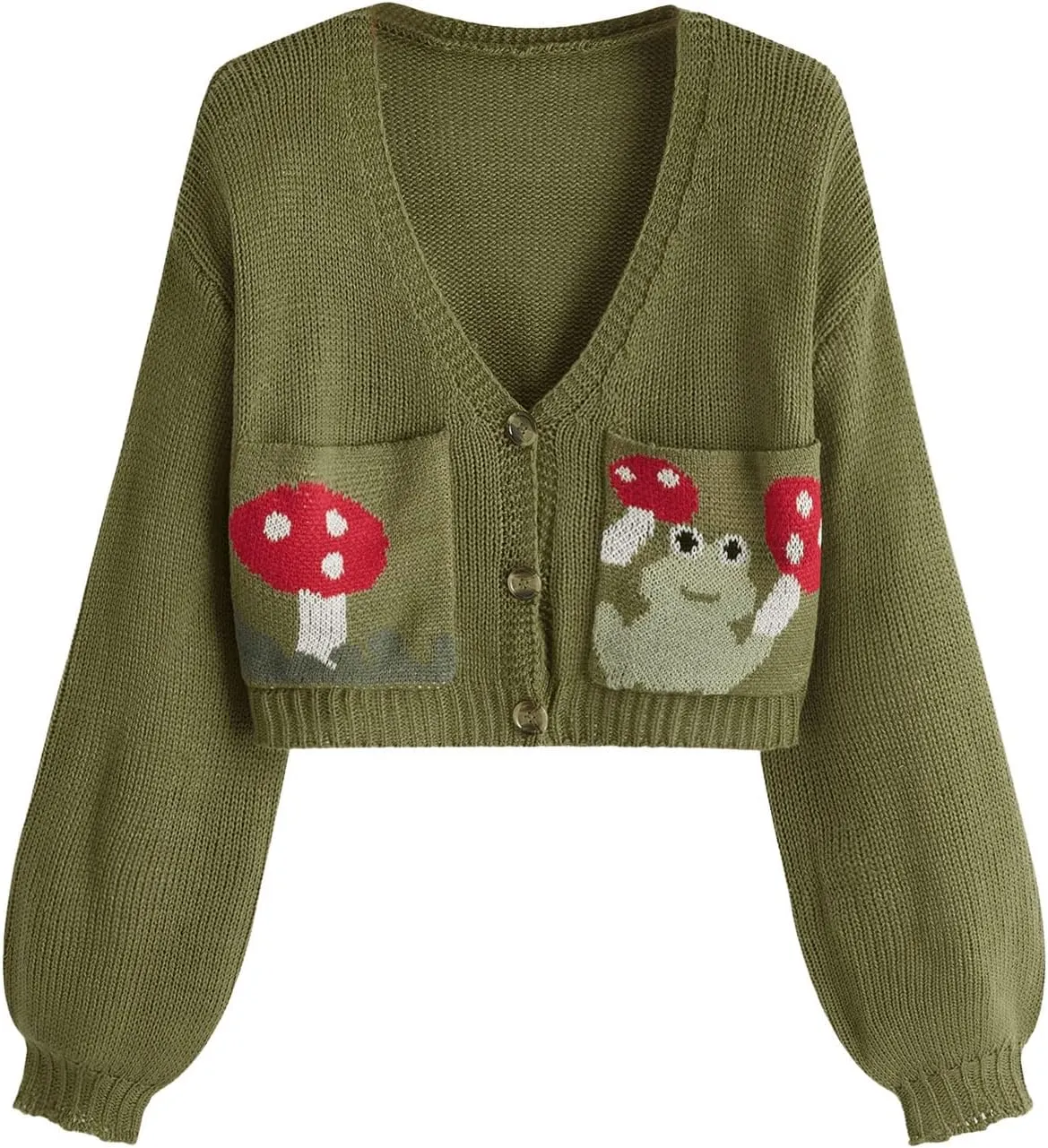 SweatyRocks Women's Color Block Long Sleeve Open Front Cardigan Sweater Knit Crop Top