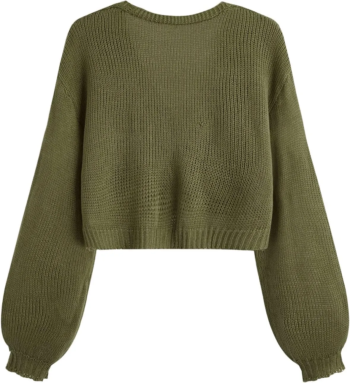 SweatyRocks Women's Color Block Long Sleeve Open Front Cardigan Sweater Knit Crop Top