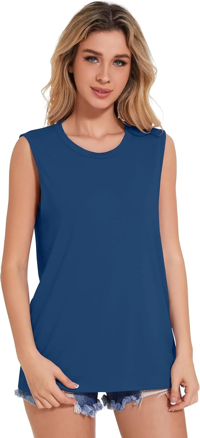 Tank Top for Women Sleeveless Summer Crewneck Casual Loose Tunic Tops Shirts