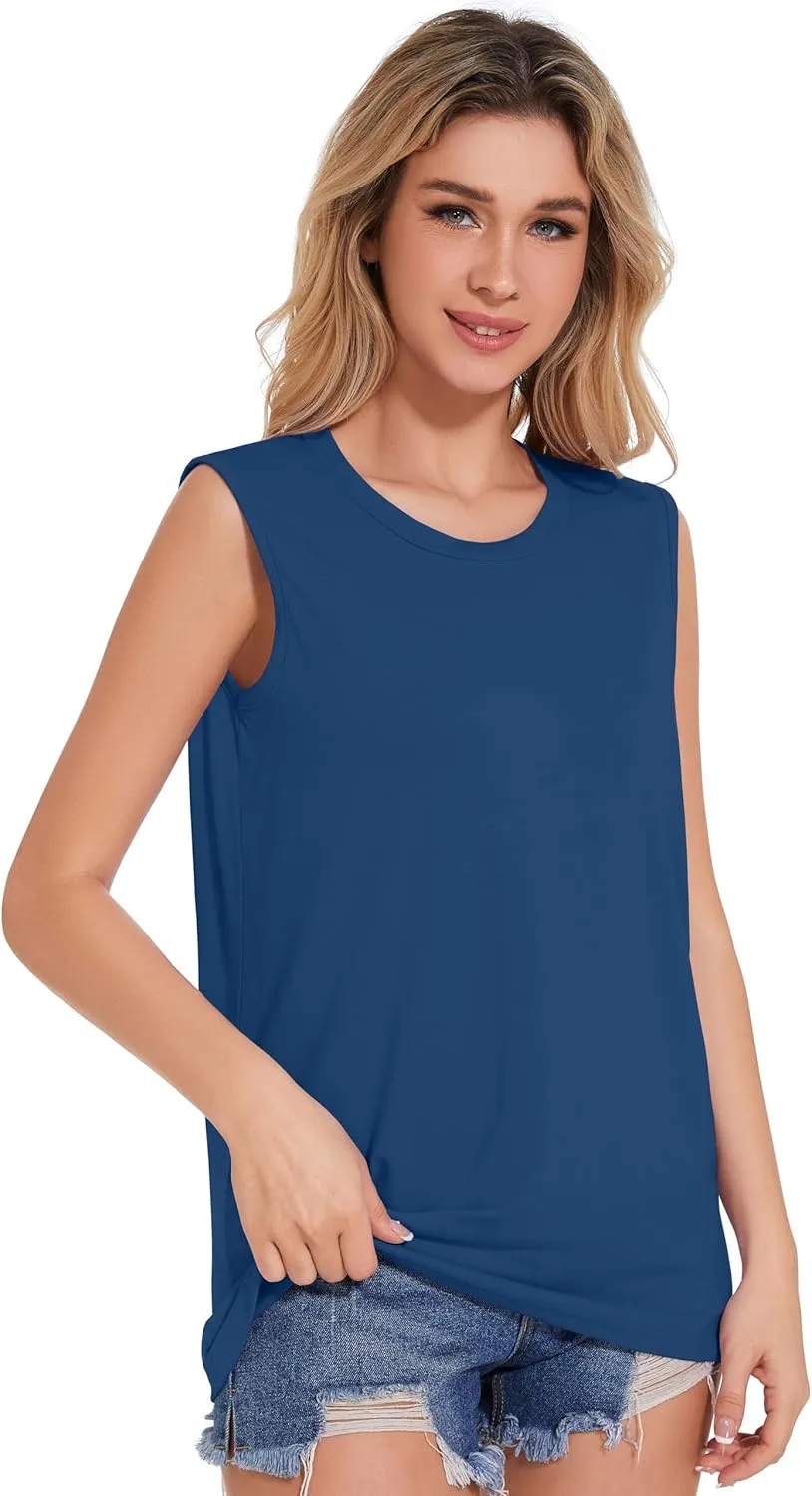 Tank Top for Women Sleeveless Summer Crewneck Casual Loose Tunic Tops Shirts