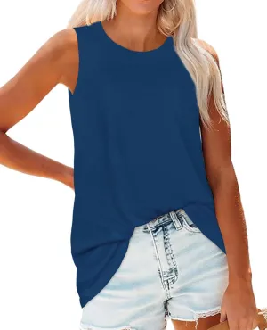 Tank Top for Women Sleeveless Summer Crewneck Casual Loose Tunic Tops Shirts