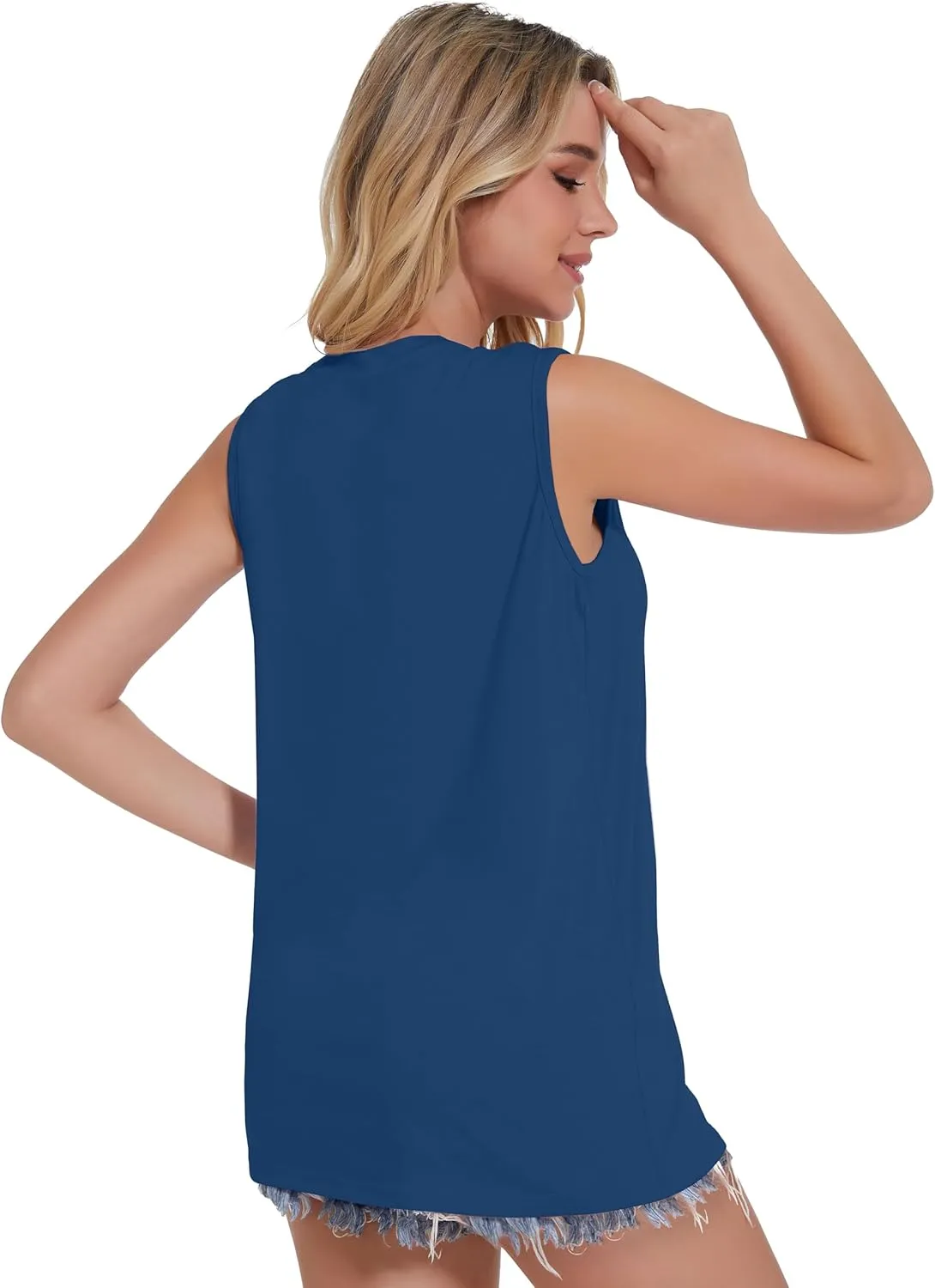 Tank Top for Women Sleeveless Summer Crewneck Casual Loose Tunic Tops Shirts