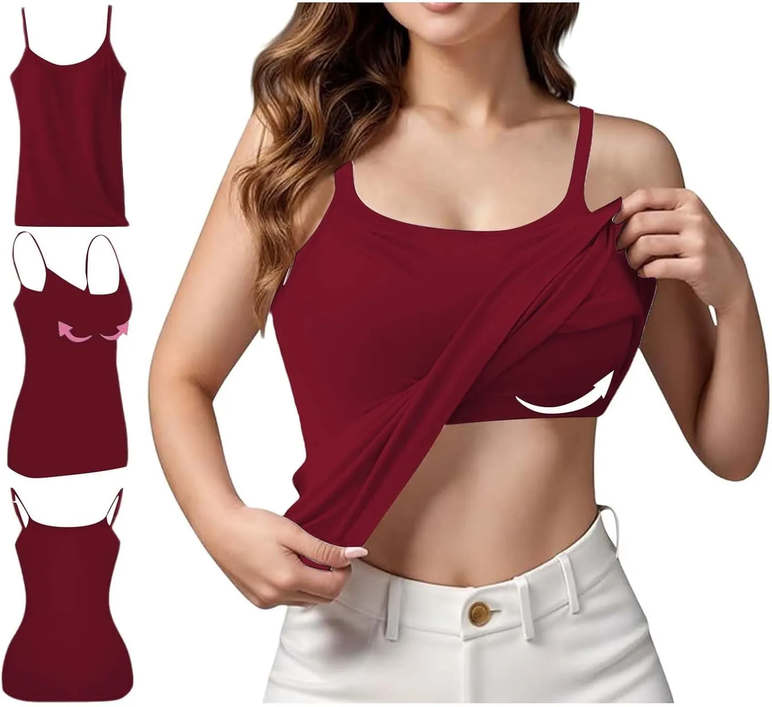 Tank Top with Built in Bra for Women Sports Cami Shirts Spring Summer Workout Camisoles Sleeveless Bras Under Clothes