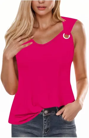 Tank Tops for Women 2025 Casual Solid Color Sleeveless V Neck Tunics Top Summer Vacation Fashion Loose Camisole Tank