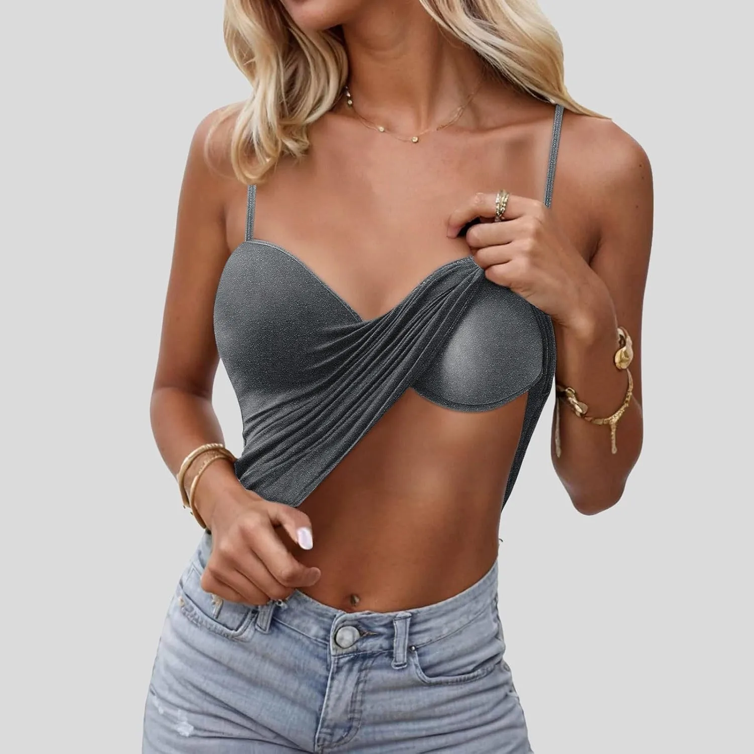 Tank Tops with Built in Bras for Women 2025 Camisole Shelf Bras Racerback Undershirts Summer Workout Padded Cami Tube Tops