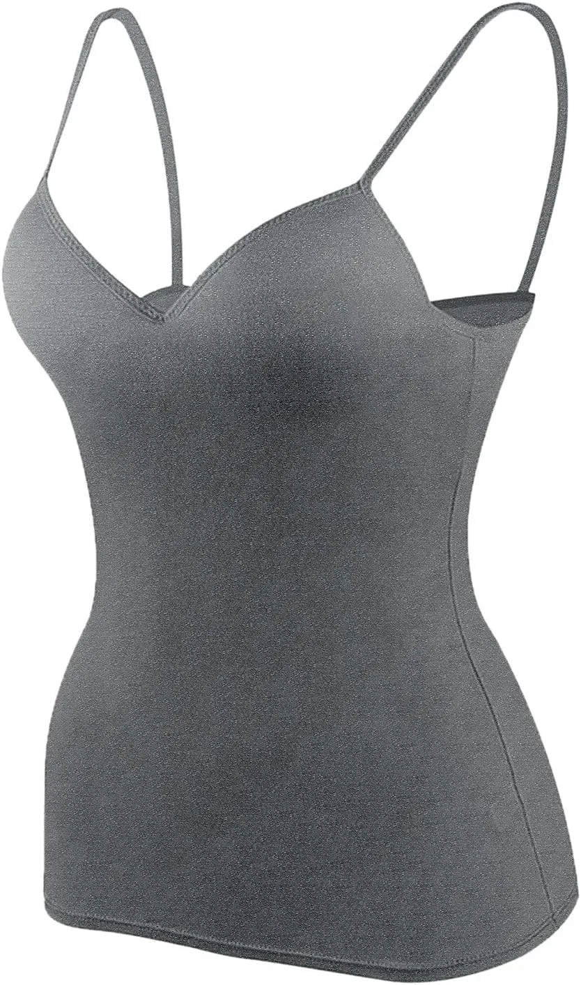 Tank Tops with Built in Bras for Women 2025 Camisole Shelf Bras Racerback Undershirts Summer Workout Padded Cami Tube Tops