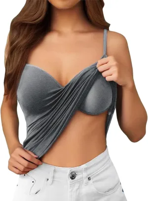 Tank Tops with Built in Bras for Women 2025 Camisole Shelf Bras Racerback Undershirts Summer Workout Padded Cami Tube Tops
