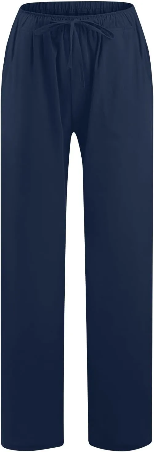 TARIENDY Womens Casual Pants Drawstring Elastic Waist Wide Leg Trousers Loose Comfy Lounge Long Palazzo Pant with Pockets