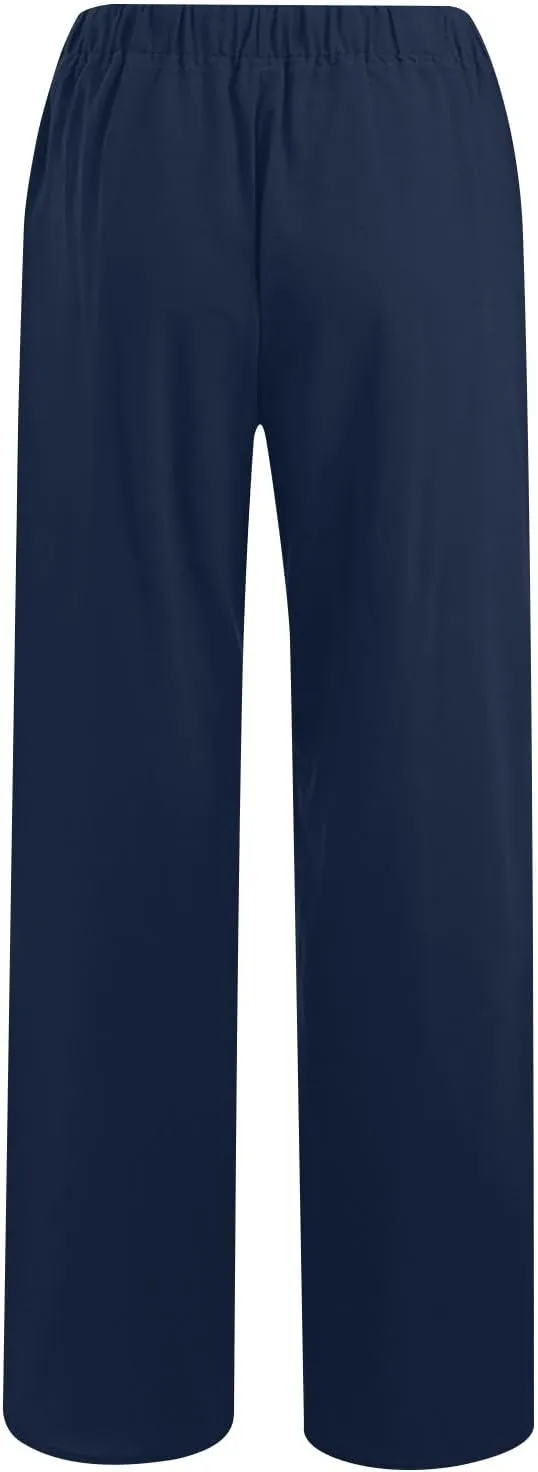 TARIENDY Womens Casual Pants Drawstring Elastic Waist Wide Leg Trousers Loose Comfy Lounge Long Palazzo Pant with Pockets
