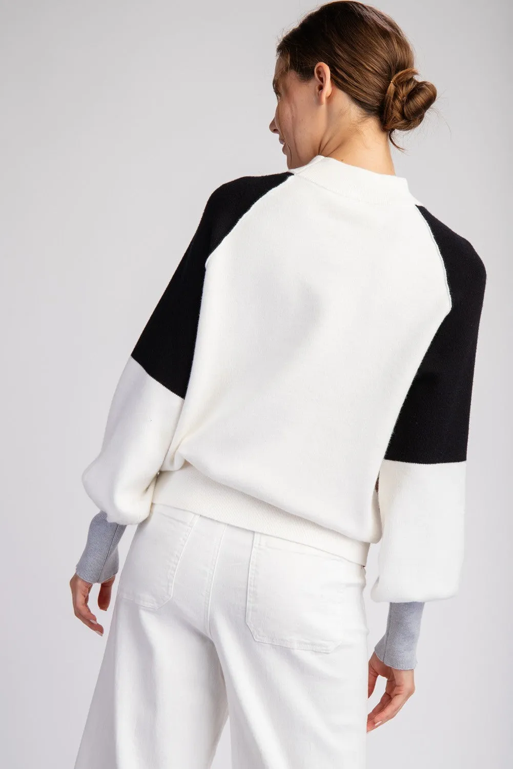 Terracotta Colorblock Mock Neck Sweater Top