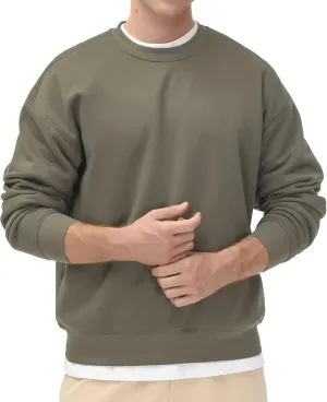 THE GYM PEOPLE Men's Fleece Crewneck Sweatshirt Thick Loose fit Soft Basic Pullover Sweatshirt