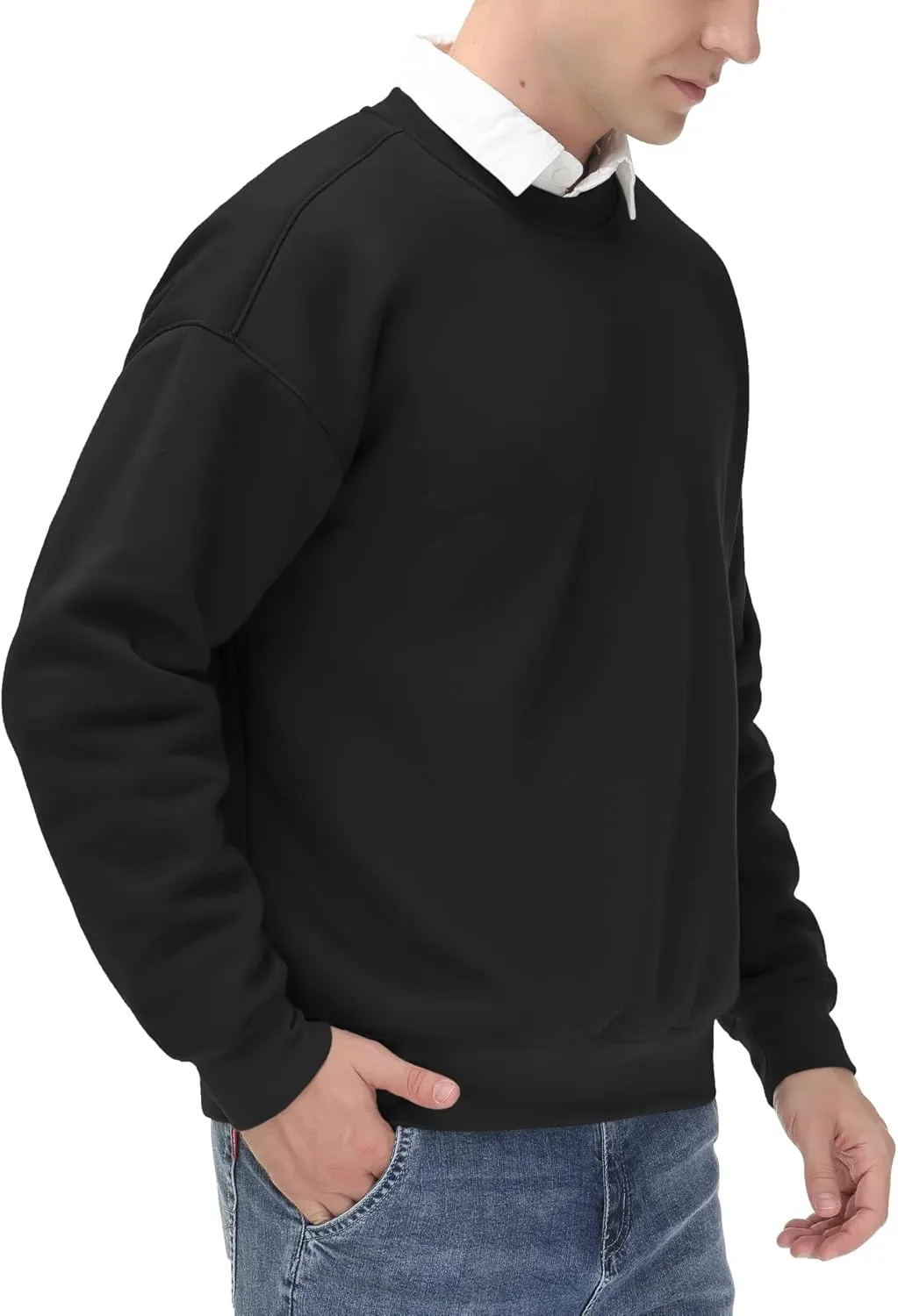 THE GYM PEOPLE Men's Fleece Crewneck Sweatshirt Thick Loose fit Soft Basic Pullover Sweatshirt