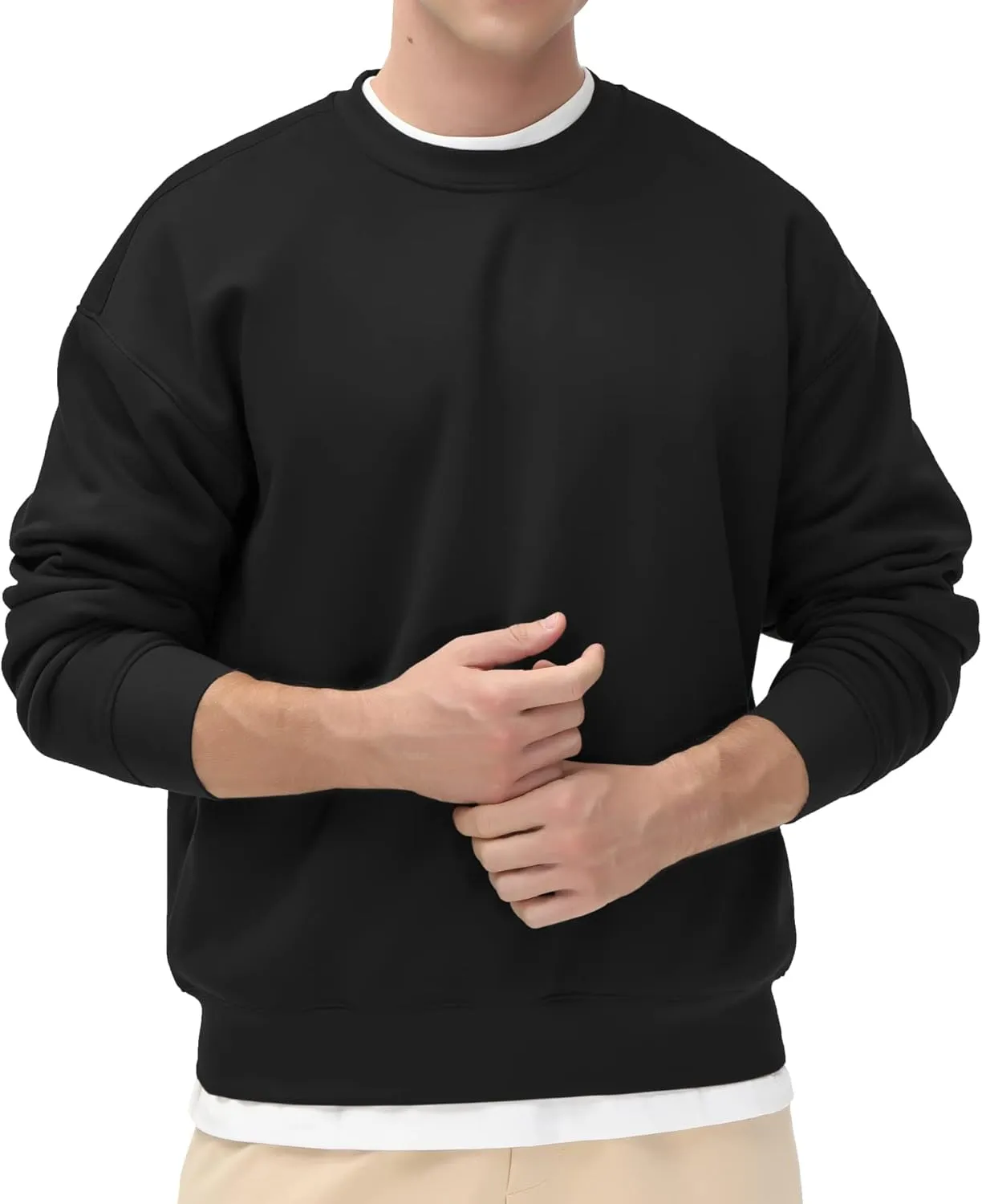 THE GYM PEOPLE Men's Fleece Crewneck Sweatshirt Thick Loose fit Soft Basic Pullover Sweatshirt