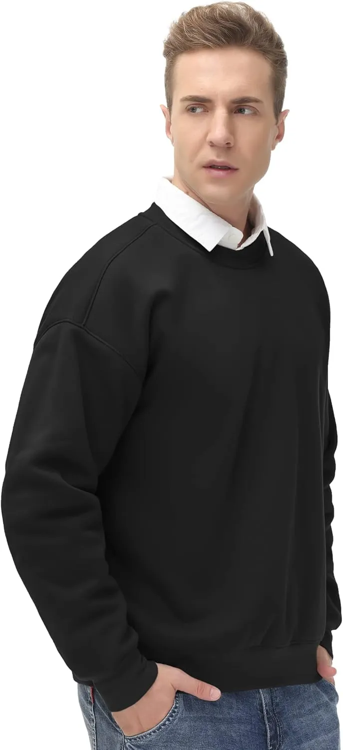 THE GYM PEOPLE Men's Fleece Crewneck Sweatshirt Thick Loose fit Soft Basic Pullover Sweatshirt