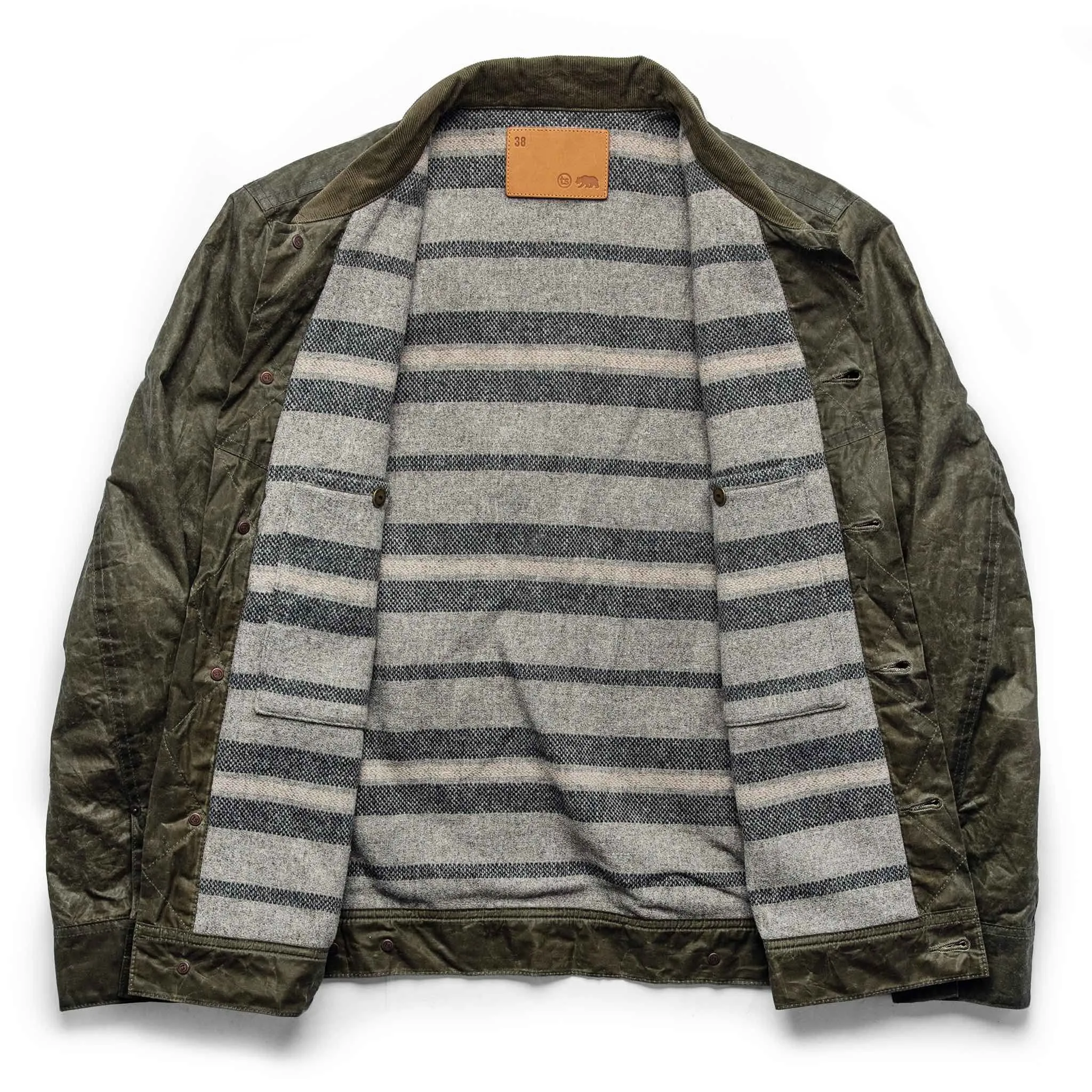 The Lined Long Haul Jacket in Olive Waxed Canvas