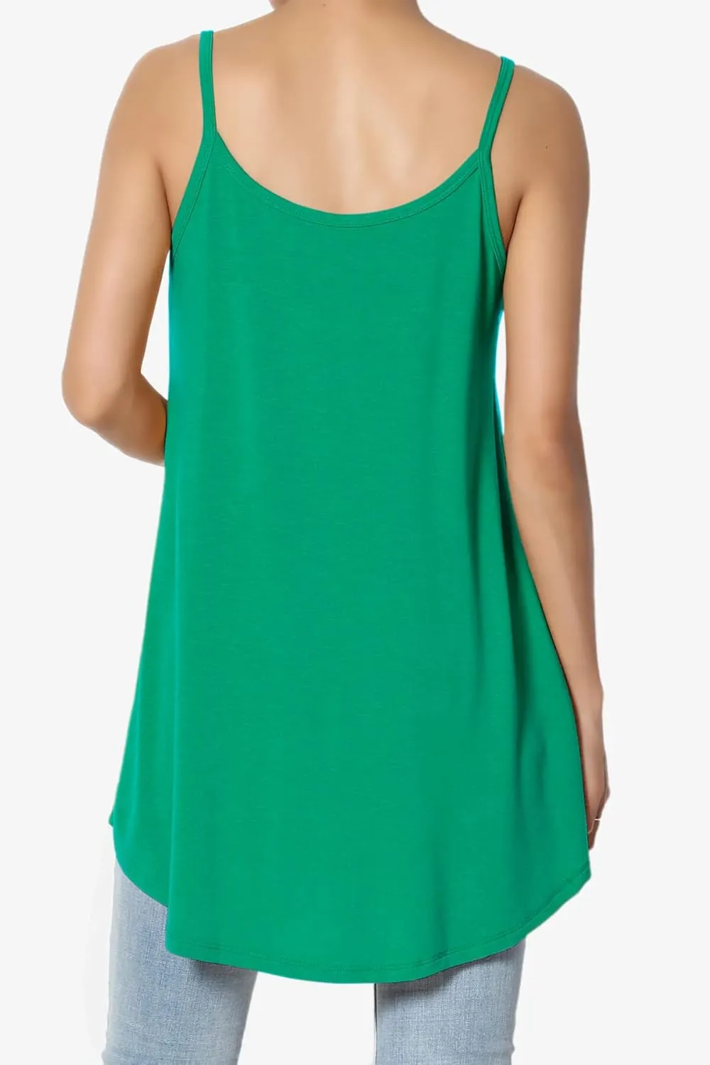 TheMogan Women's Scoop V Neck Stretch Draped Jersey Flared Camisole Tunic Top