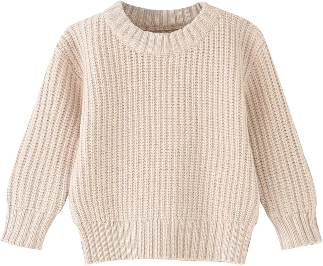 Toddler Baby Boys Girls Knitted Sweater Warm Soild Pullover Top Autumn Winter Outfits