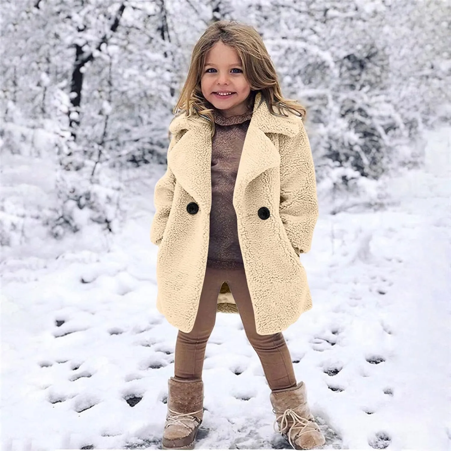 Toddler Kids Duffle Overcoat Winter Windproof Thicken Coat Jacket Warm Fleece Outerwear for Boys Girls Trench Coat