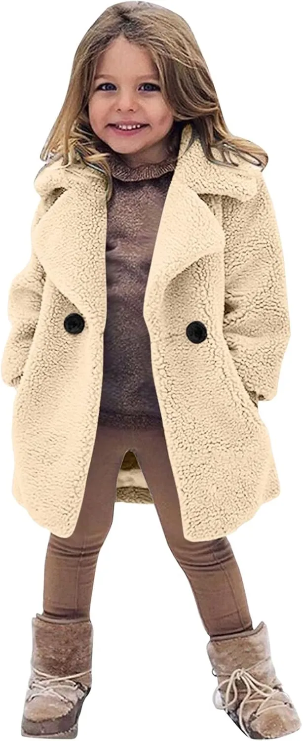 Toddler Kids Duffle Overcoat Winter Windproof Thicken Coat Jacket Warm Fleece Outerwear for Boys Girls Trench Coat