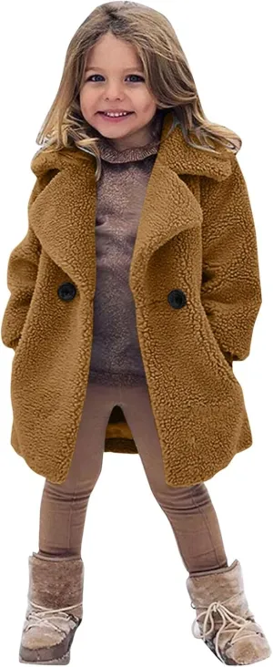 Toddler Kids Duffle Overcoat Winter Windproof Thicken Coat Jacket Warm Fleece Outerwear for Boys Girls Trench Coat