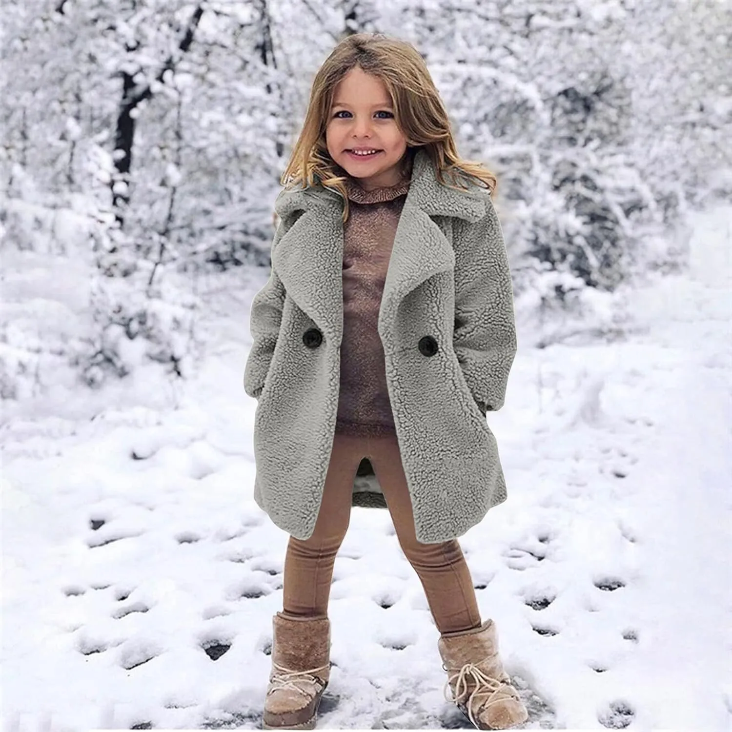 Toddler Kids Duffle Overcoat Winter Windproof Thicken Coat Jacket Warm Fleece Outerwear for Boys Girls Trench Coat