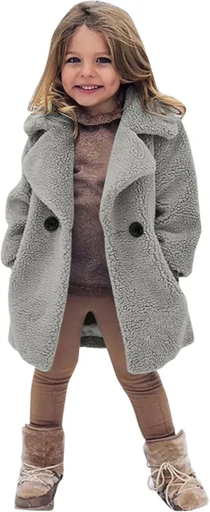Toddler Kids Duffle Overcoat Winter Windproof Thicken Coat Jacket Warm Fleece Outerwear for Boys Girls Trench Coat