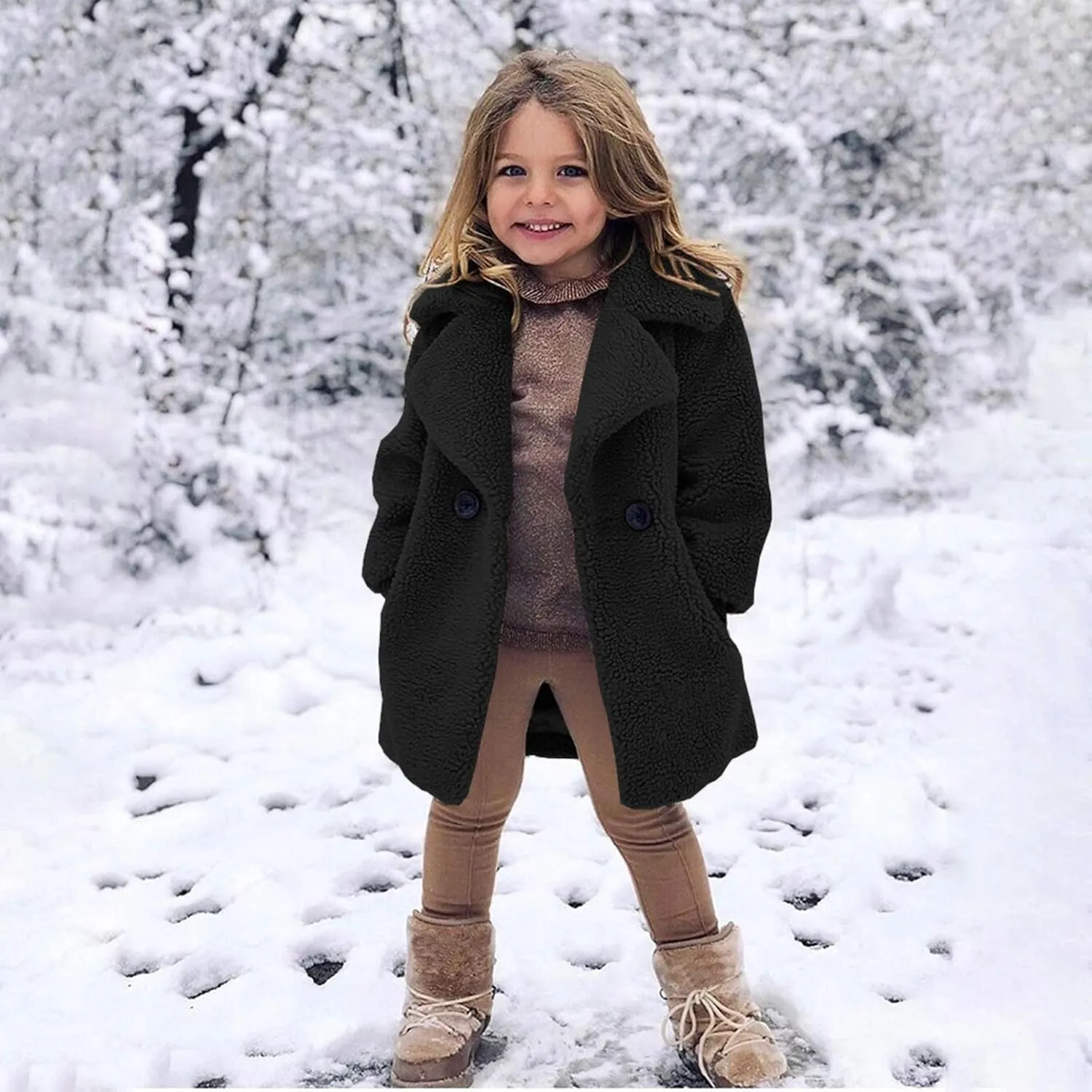 Toddler Kids Duffle Overcoat Winter Windproof Thicken Coat Jacket Warm Fleece Outerwear for Boys Girls Trench Coat