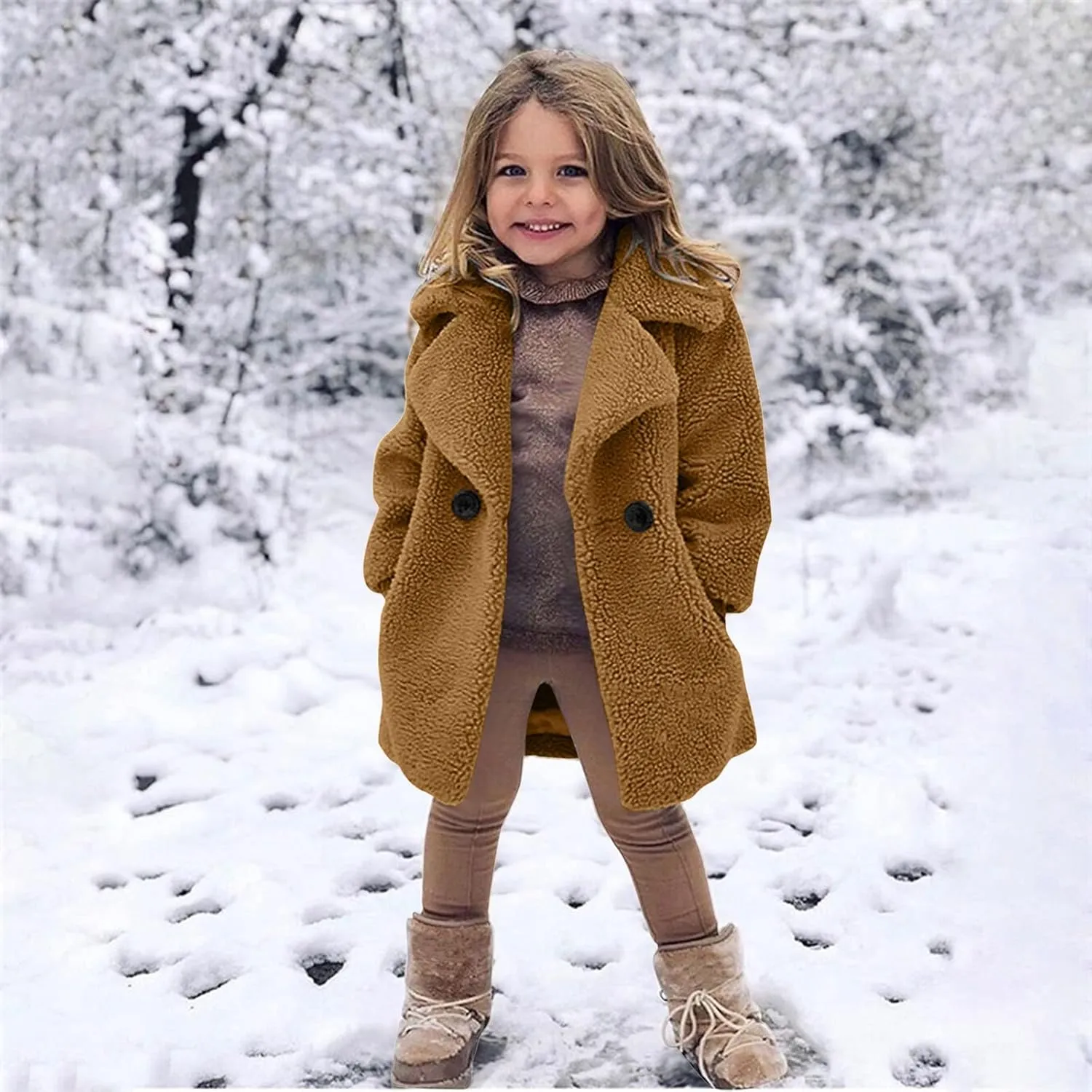 Toddler Kids Duffle Overcoat Winter Windproof Thicken Coat Jacket Warm Fleece Outerwear for Boys Girls Trench Coat