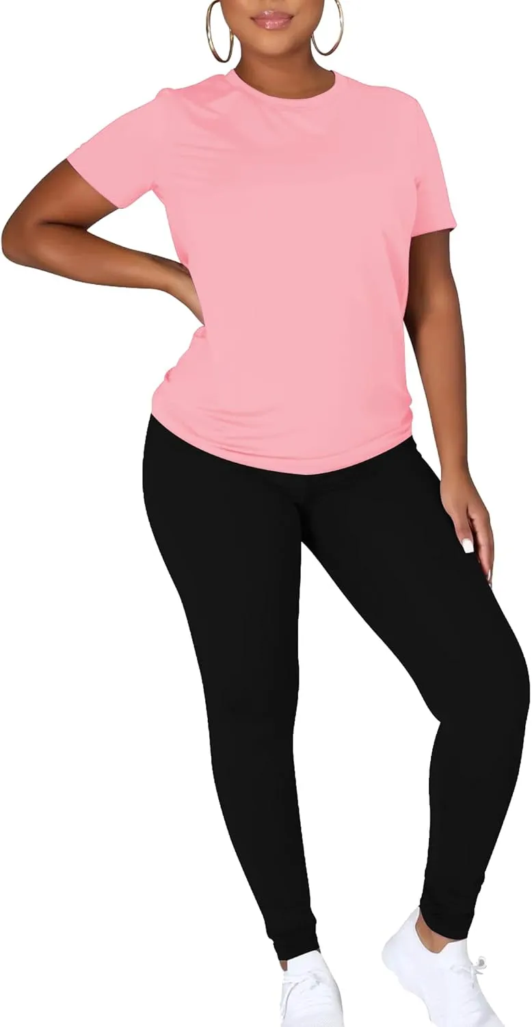 TOPONSKY Women Two Piece Workout Outfits Sports Long-Pants & Short-Top Sets